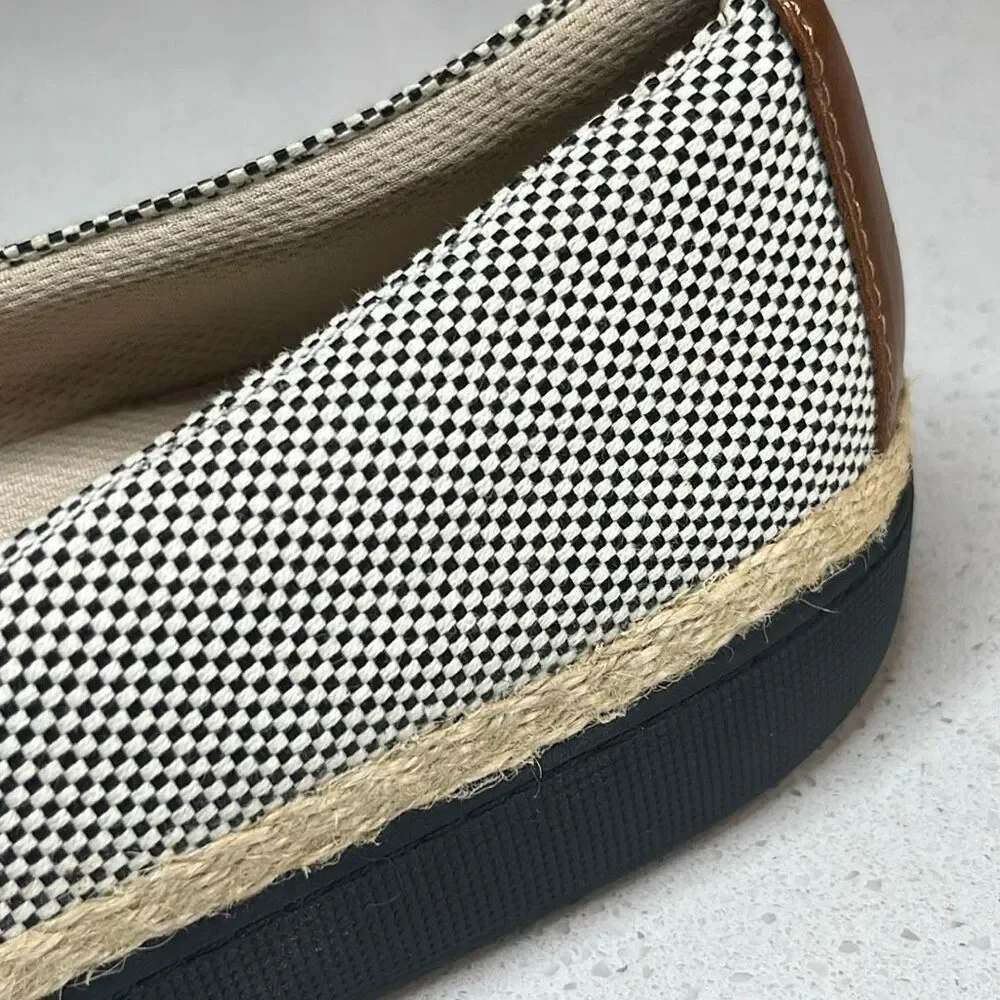 Trotters Accent Espadrille Slip-On Black/White Checkerboard Women 12 Narrow